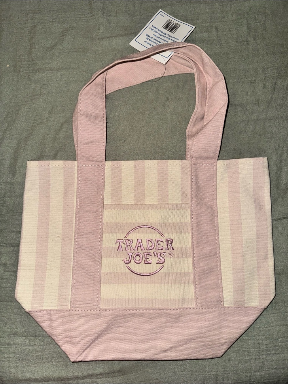 Trader Joe’s viral Pink Striped Canvas Tote Bag